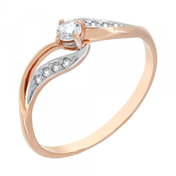 Золотое кольцо с фианитами № 107783