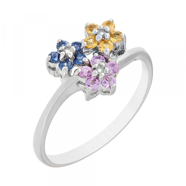 Золотое кольцо с бриллиантом и сапфиром № 7084