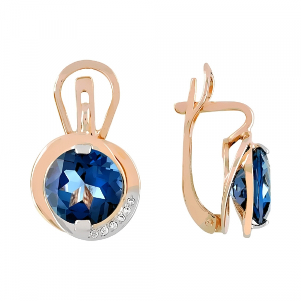 Золотые серьги с топазом и фианитом № 110962