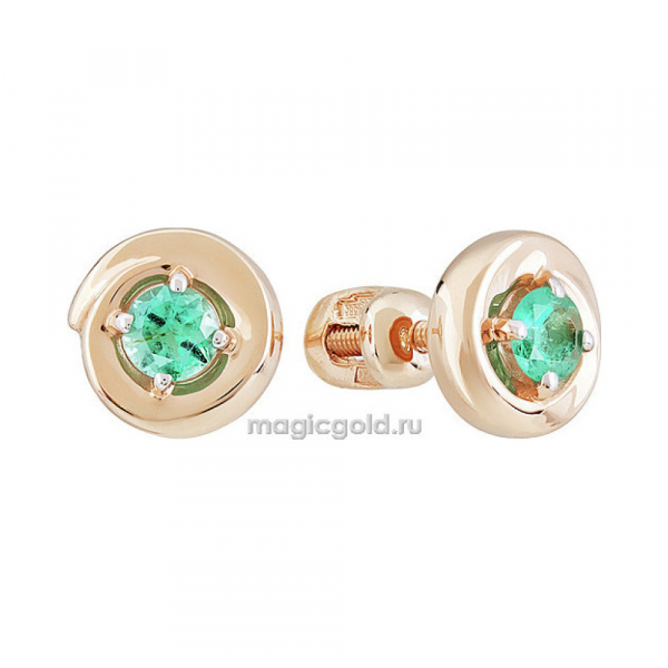 Пуссеты с изумрудом № 142010