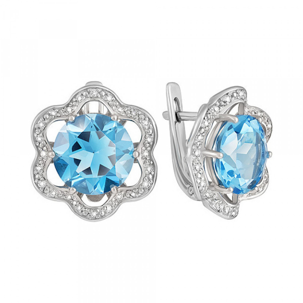 Серебряные серьги с топазом и фианитом № 134259