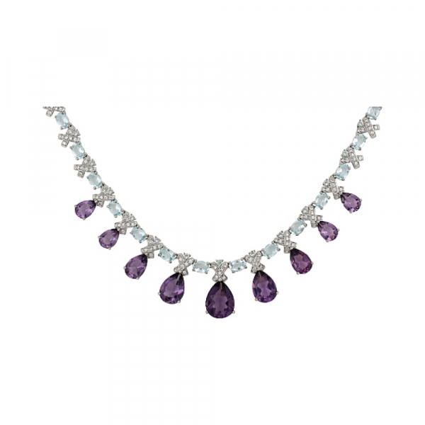 Серебряное колье с фианитами № 84013