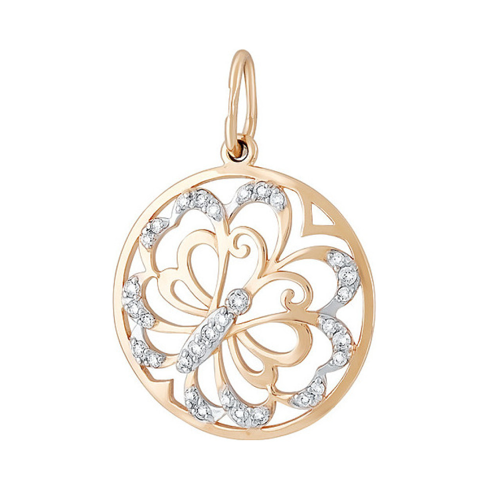 Золотая подвеска с фианитом № 133821