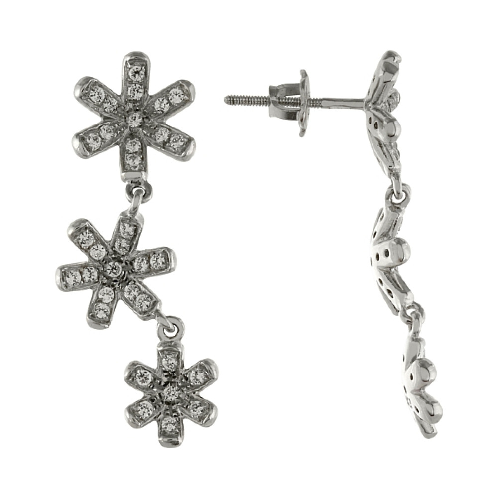 Серебряные серьги с фианитом № 83217