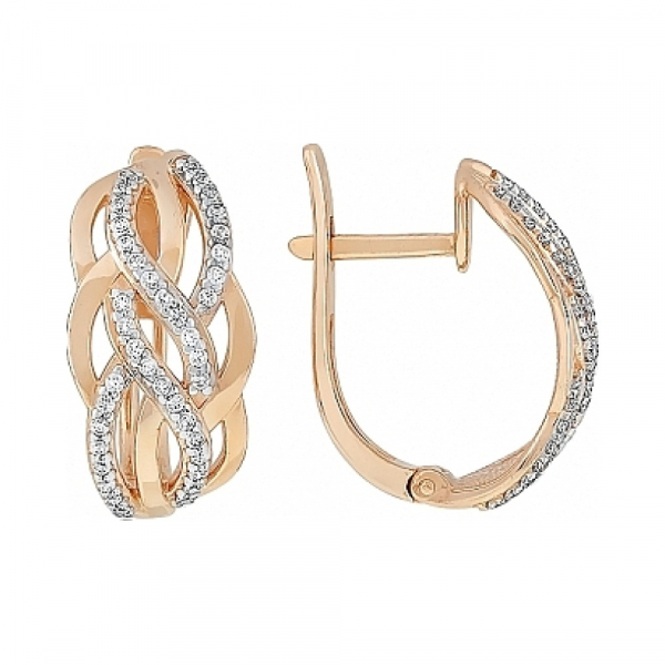 Золотые серьги с фианитом № 97133