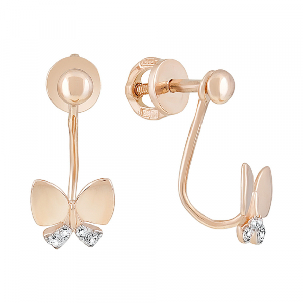 Золотые серьги с фианитами № 126781