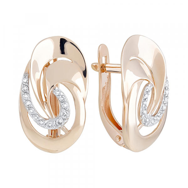 Золотые серьги с фианитами № 128015