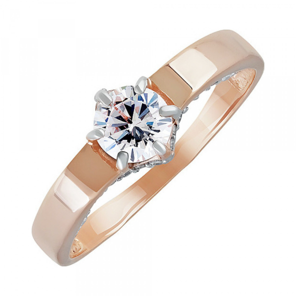 Золотое кольцо с фианитом № 138021