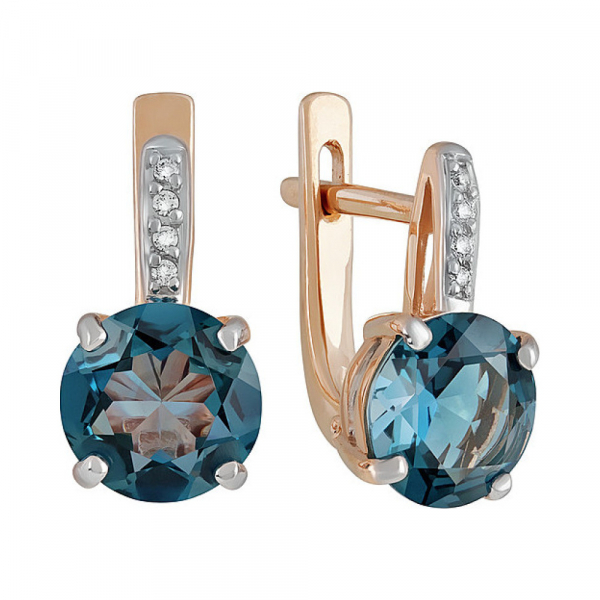 Золотые серьги с топазом и фианитом № 137551