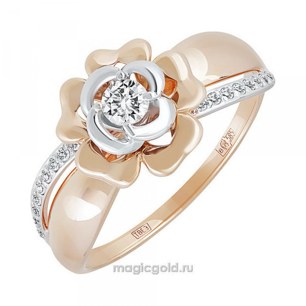 Золотое кольцо с фианитом № 155786