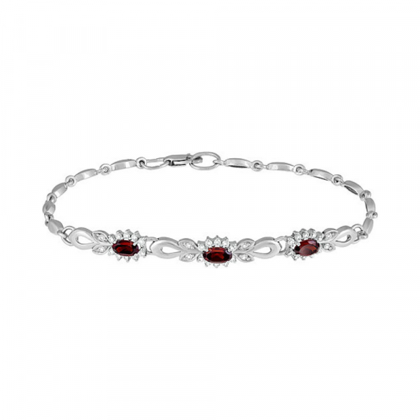 Серебряный браслет с гранатом и фианитом № 134126