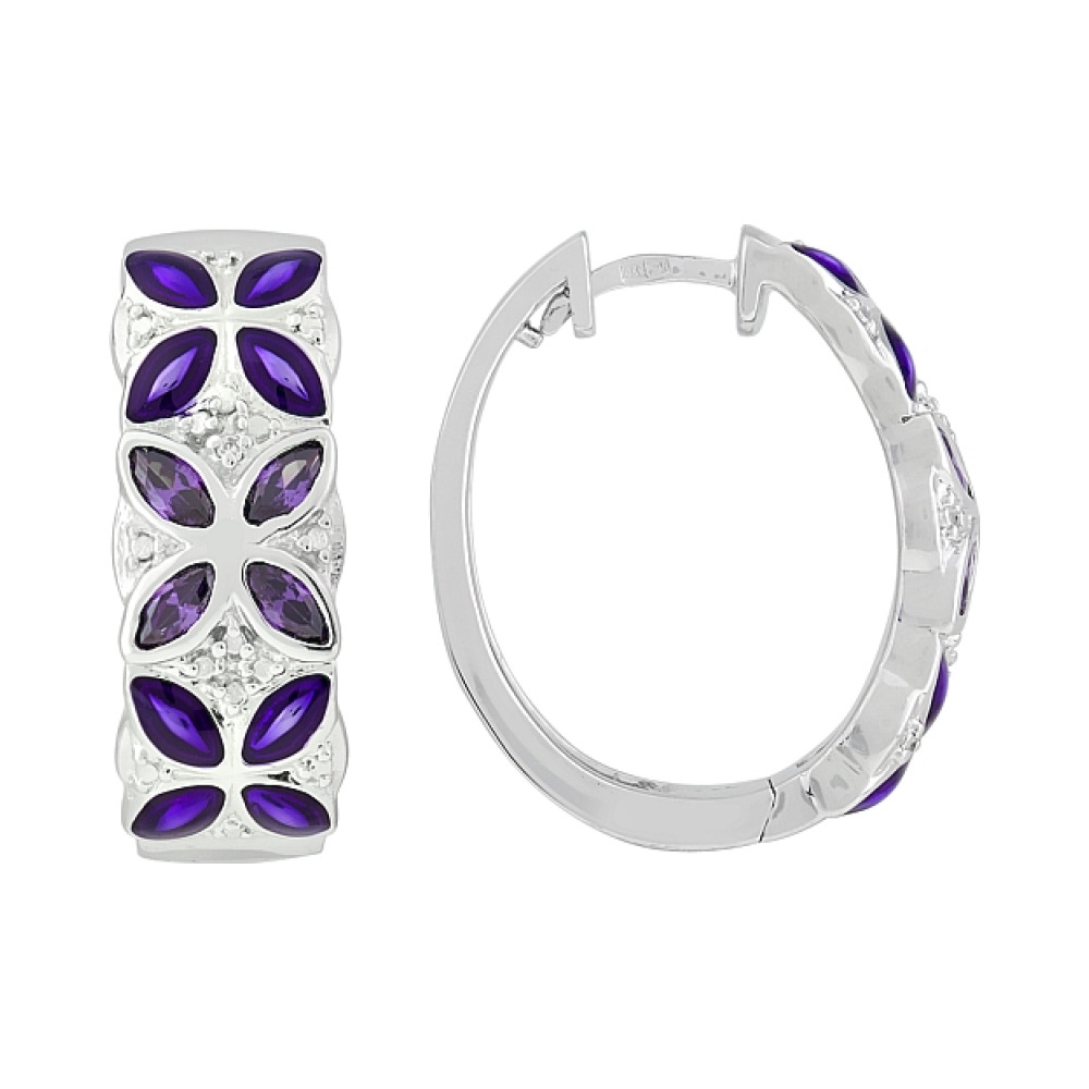 Серебряные серьги с фианитом и эмалью № 114691