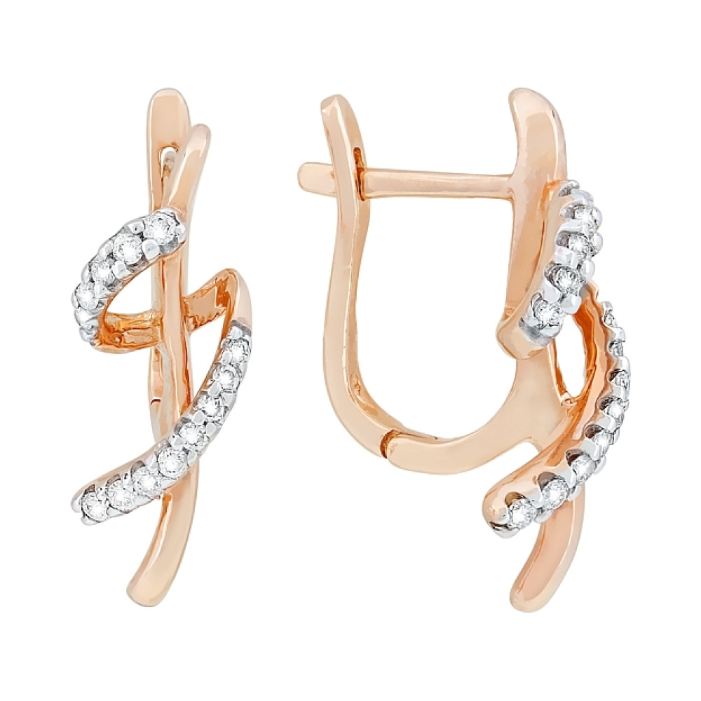 Золотые серьги с бриллиантом № 98068