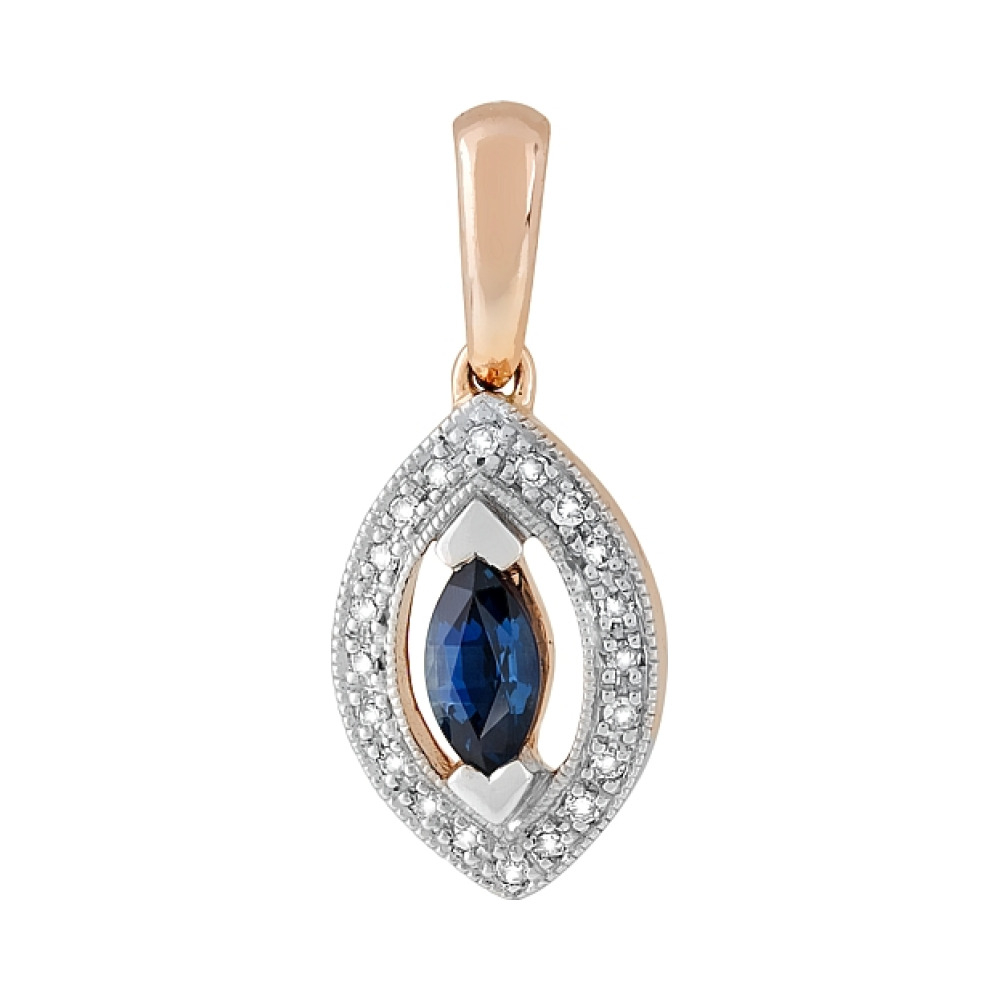 Золотая подвеска с бриллиантом и сапфиром № 107051