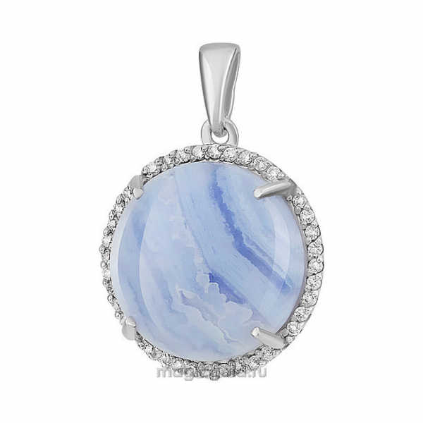 Серебряная подвеска с агатом и фианитом № 155974