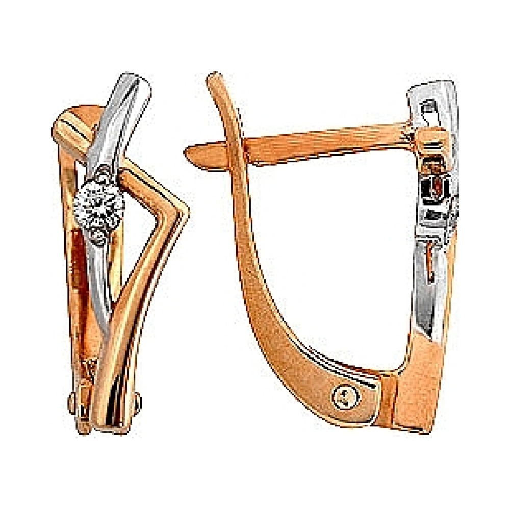 Золотые серьги с бриллиантом № 107910