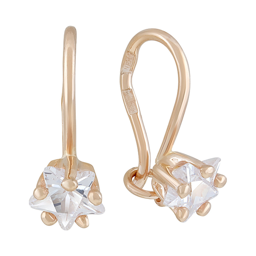 Золотые серьги с фианитом № 103271