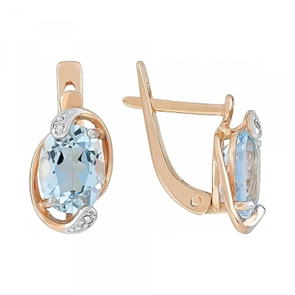 Золотые серьги с топазом и фианитом № 105556