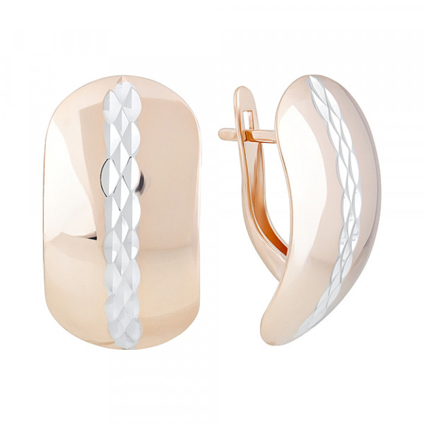 Золотые серьги без камня с алмазкой № 124313