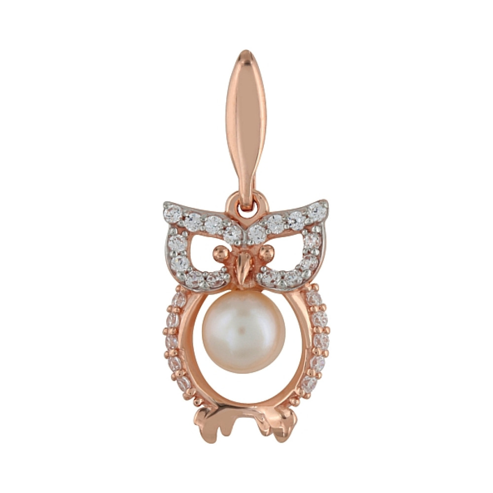Золотая подвеска с жемчугом и фианитом № 102632