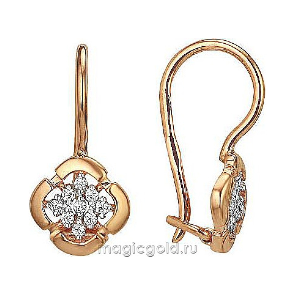 Золотые серьги с фианитом № 173995