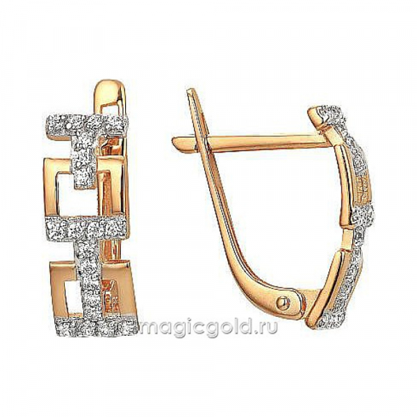 Золотые серьги с фианитом № 174185