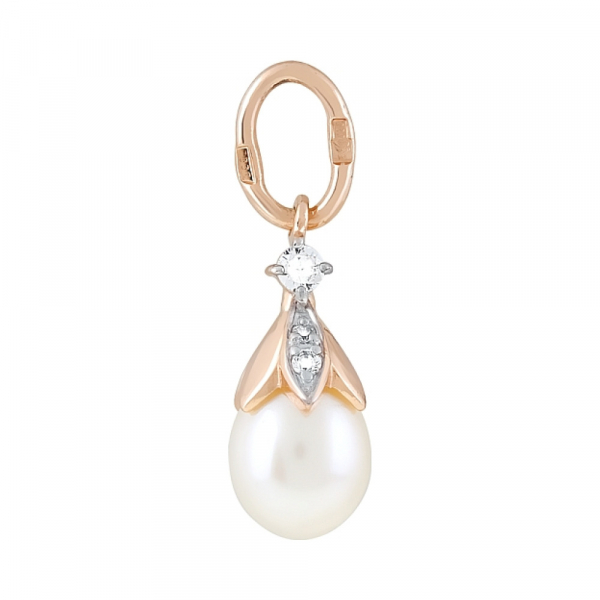 Золотая подвеска с жемчугом и фианитом № 120739