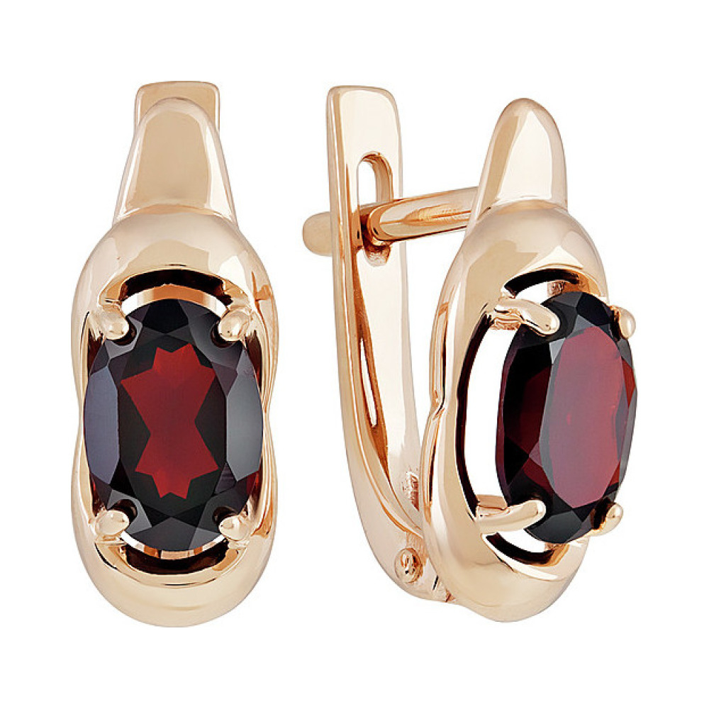 Золотые серьги с гранатом № 137845