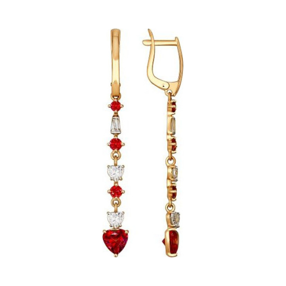 Золотые серьги с кристаллом swarovski № 161641