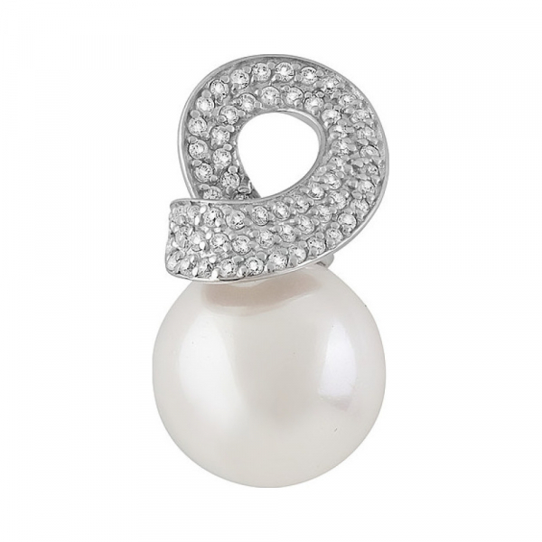 Серебряная подвеска с перламутровым жемчугом и фианитом № 133392