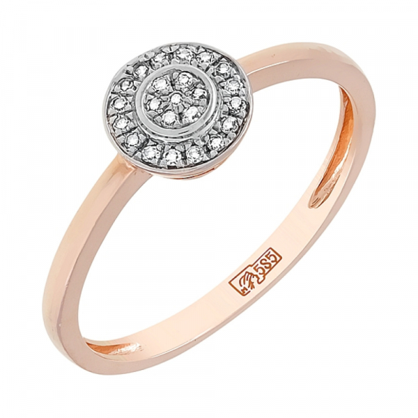 Золотое кольцо с бриллиантом № 114519