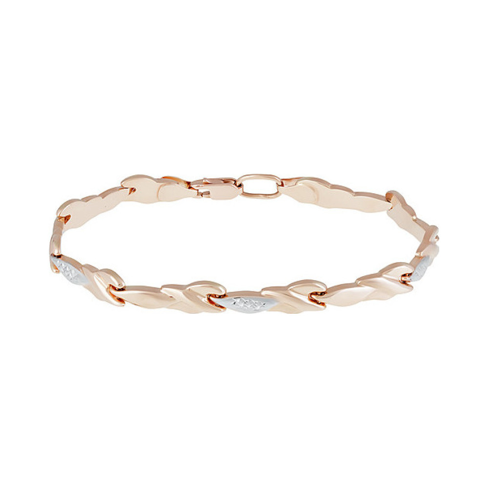 Золотой браслет без камня с алмазкой № 136852