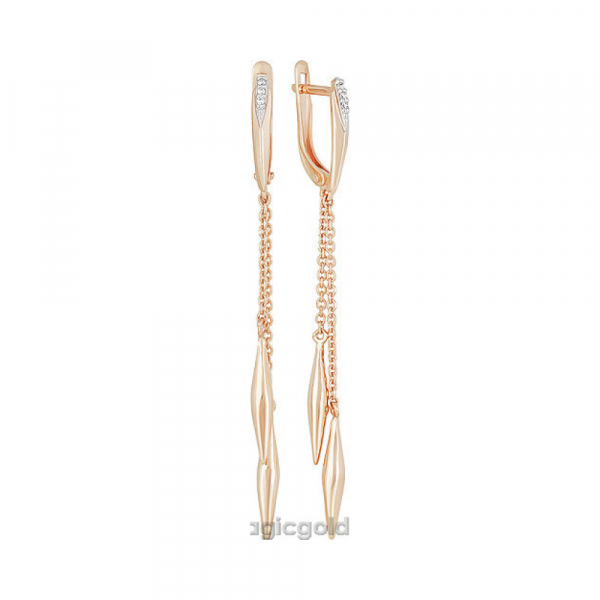 Золотые серьги с фианитом № 160172