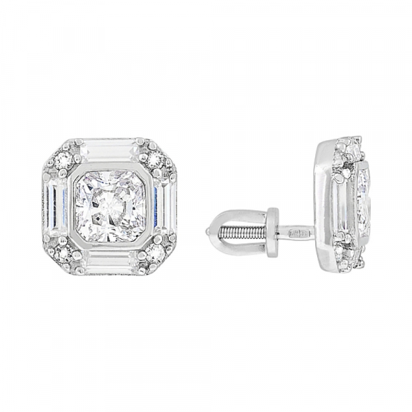 Серебряные серьги с фианитами № 112772