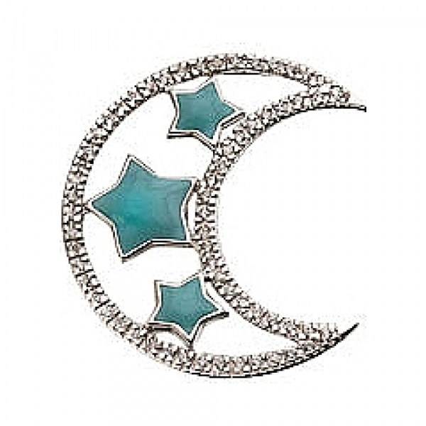 Серебряная подвеска с фианитом и эмалью № 30825