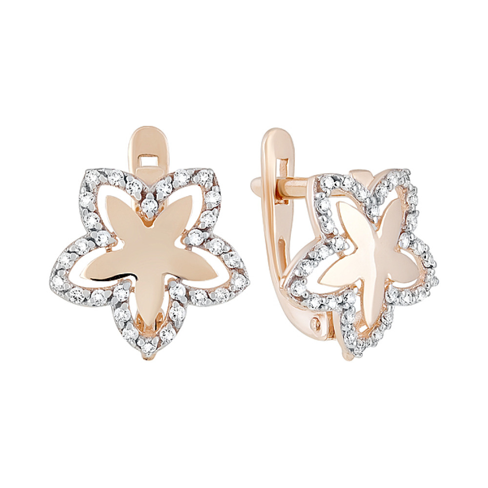 Золотые серьги с фианитами № 129246