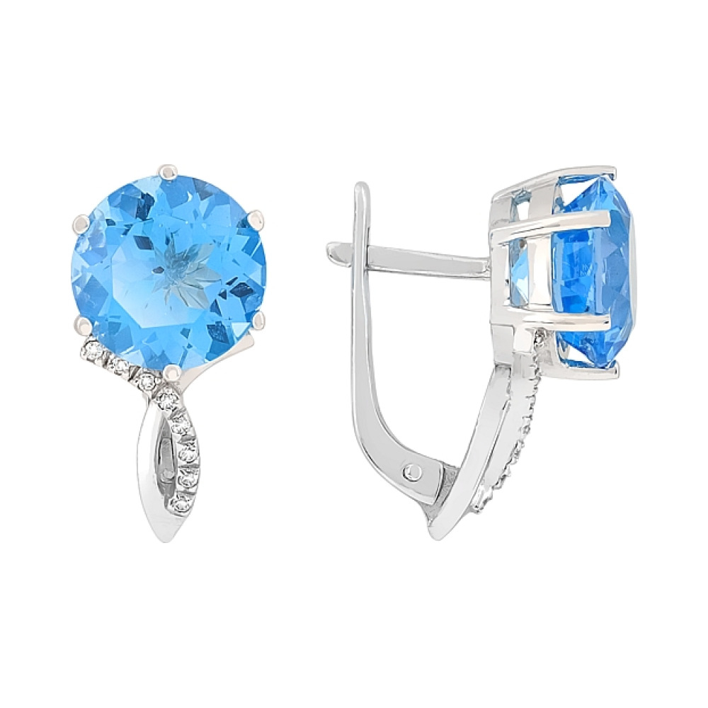 Золотые серьги с топазом и фианитом № 84381