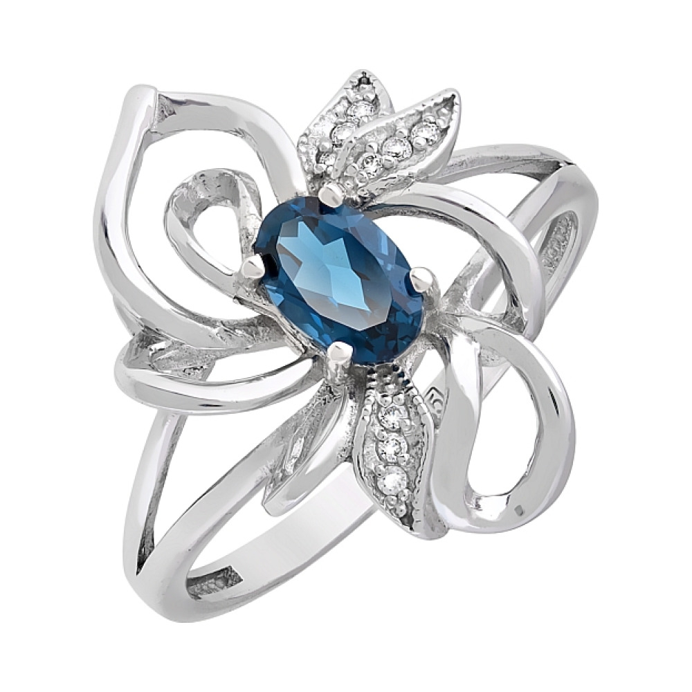 Золотое кольцо с топазом и фианитом № 120498