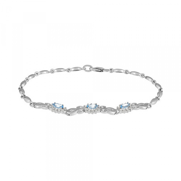 Серебряный браслет с топазом и фианитом № 134113
