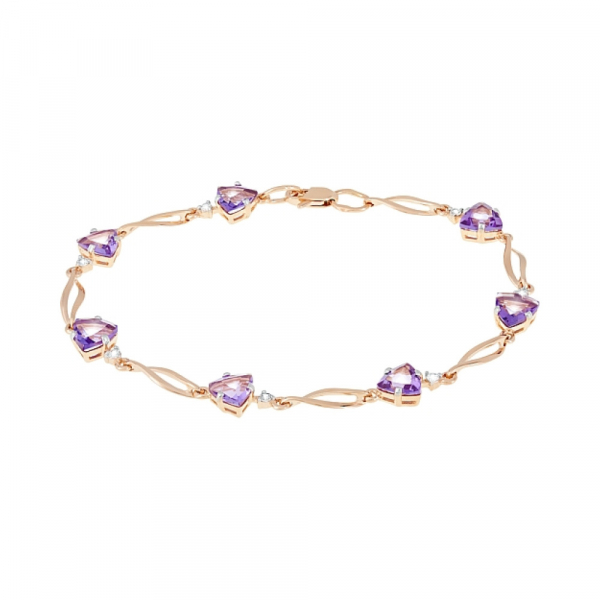 Золотой браслет с аметистом и фианитом № 118529