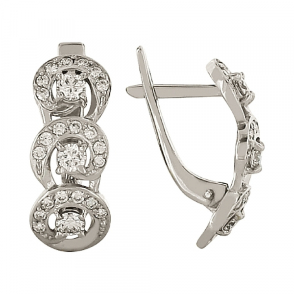 Золотые серьги с бриллиантом № 95443