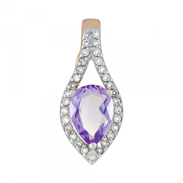 Золотая подвеска с аметистом и фианитом № 119652