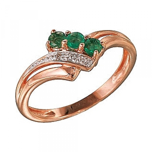 Кольцо с бриллиантом и изумрудом № 7231