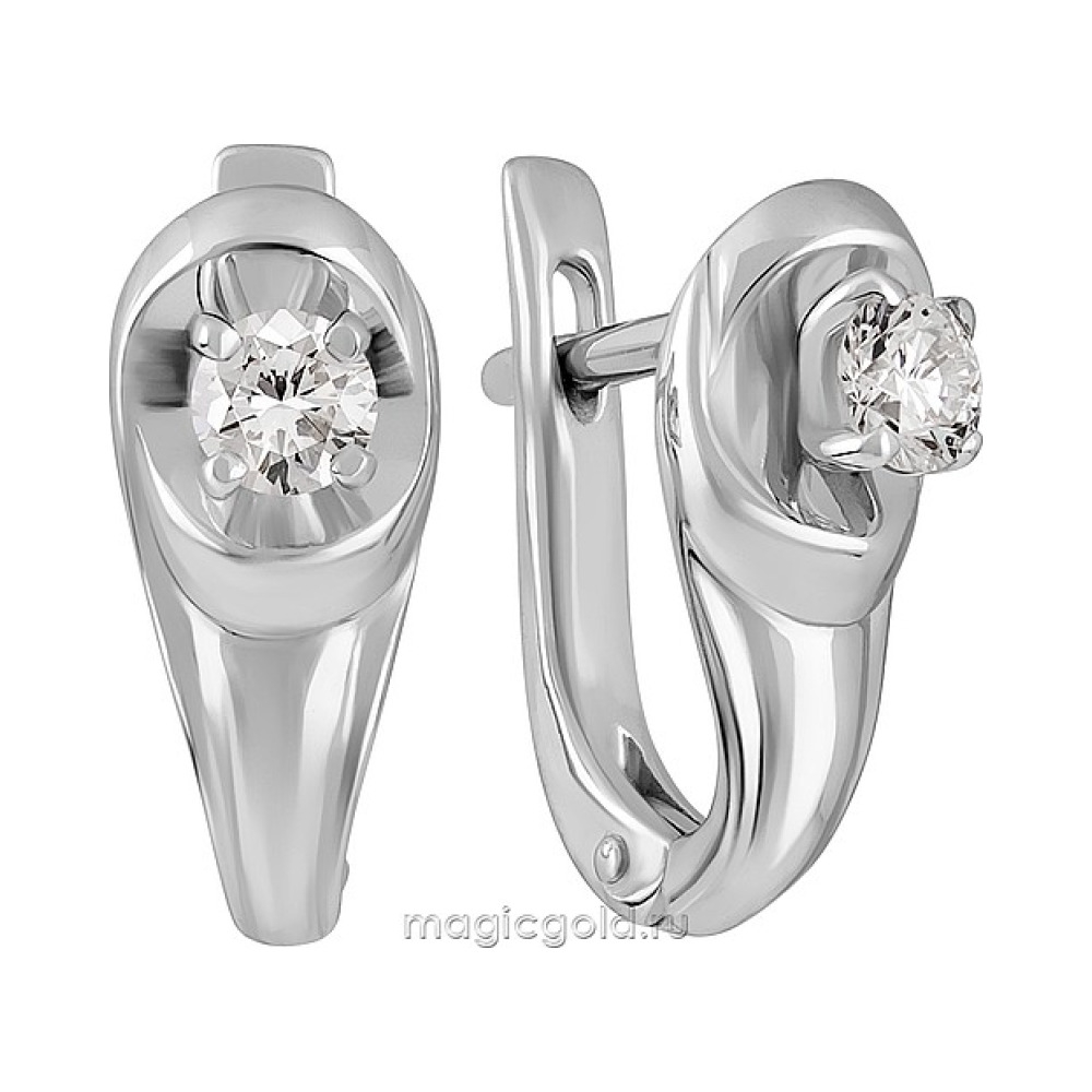 Золотые серьги с бриллиантом № 161075