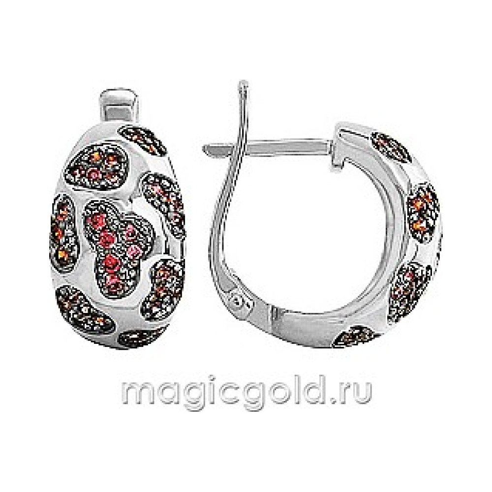 Серебряные серьги с фианитом № 103411