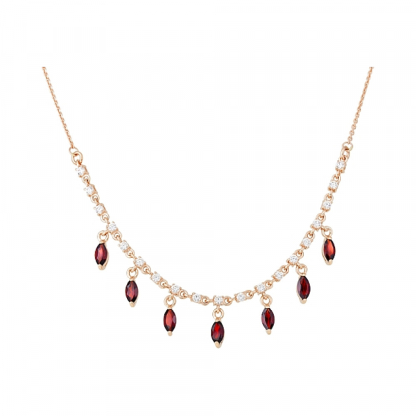 Золотое колье с гранатом и фианитом № 113932