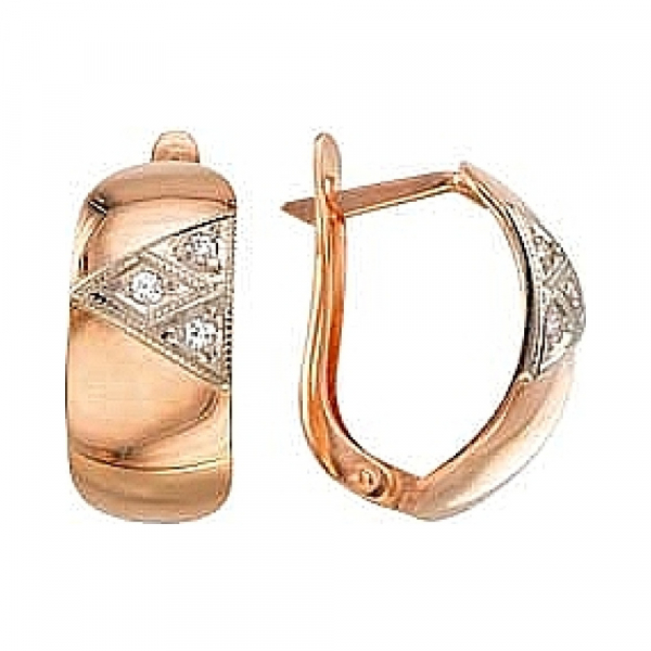 Золотые серьги с фианитом ч № 995