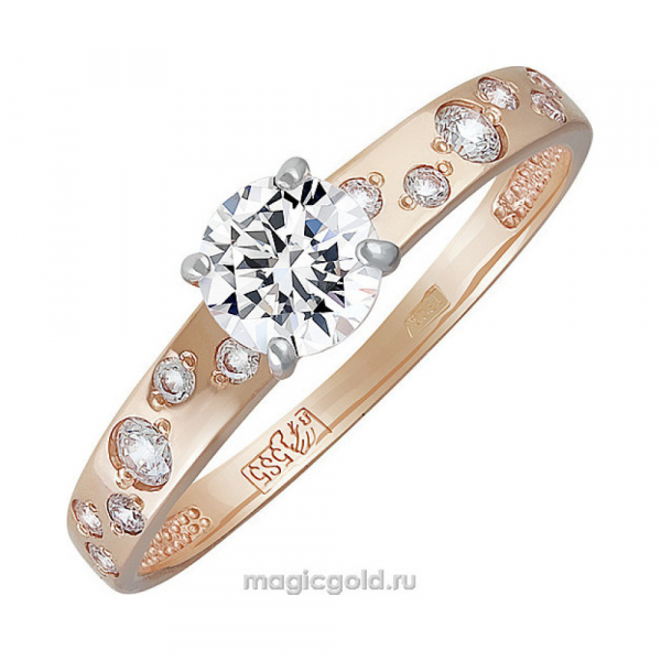 Золотое кольцо с фианитом № 137789