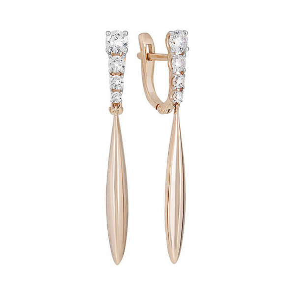 Золотые серьги с фианитом № 134759