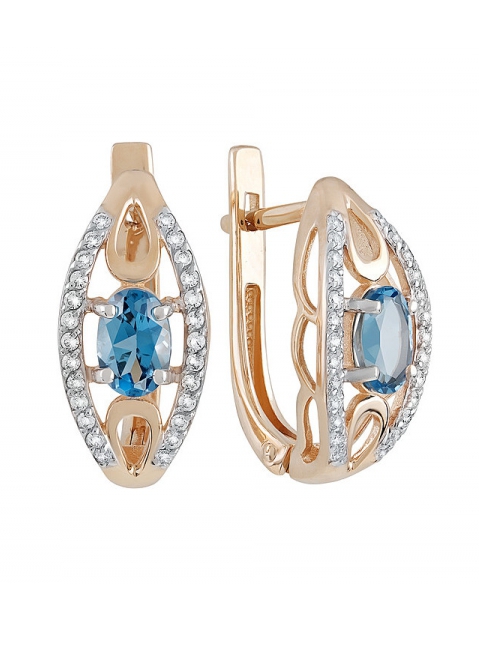 Золотые серьги с топазом и фианитом № 131849